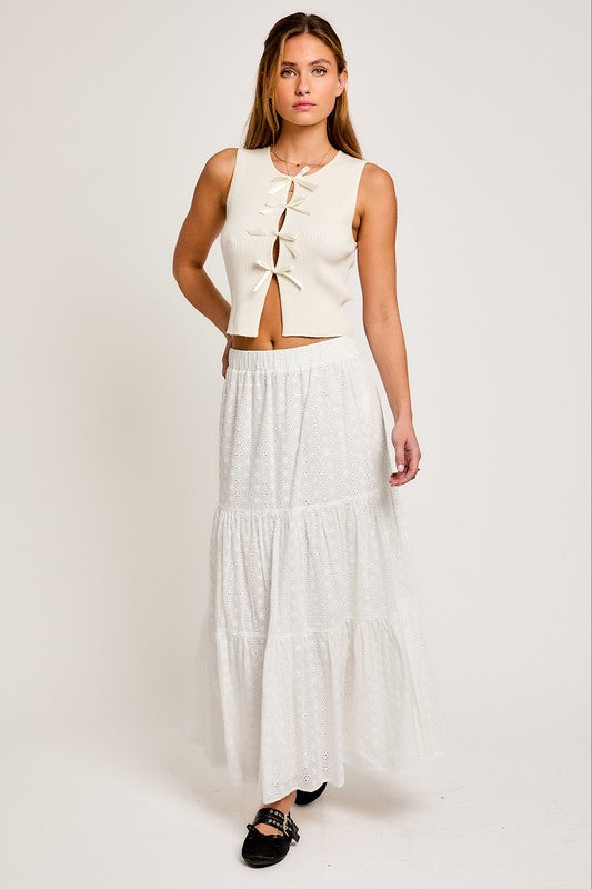 LILIYA BOW VEST- CREAM