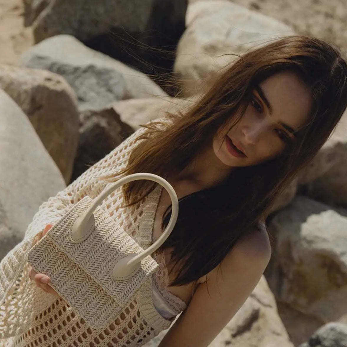 Tyla Natural Straw Crossbody Bag