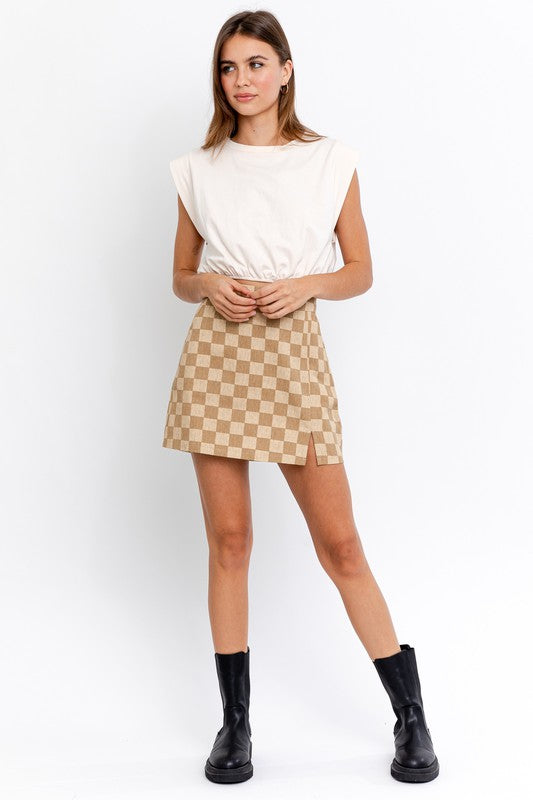 CHELSEA MINI SKIRT- TAUPE