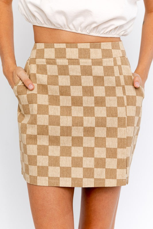 CHELSEA MINI SKIRT- TAUPE