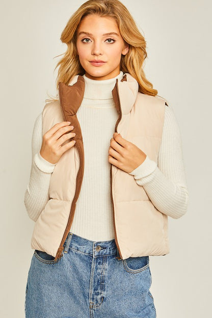 ZOYA REVERSIBLE VEST- COCOA