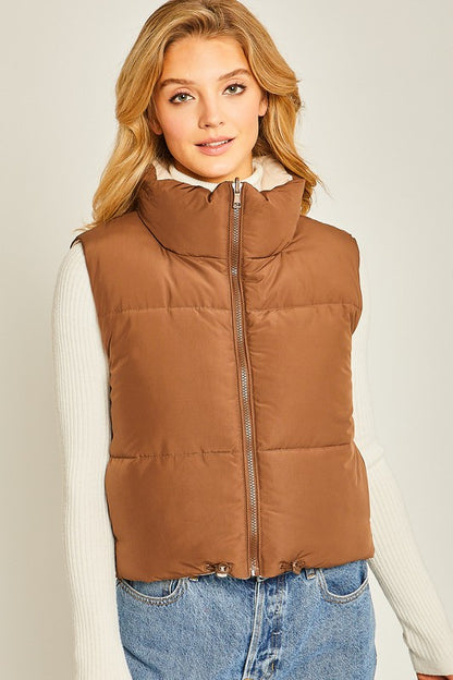 ZOYA REVERSIBLE VEST- COCOA