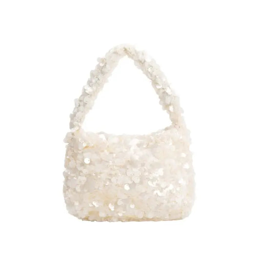 KARLA SEQUINED CROSSBODY BAG- IVORY