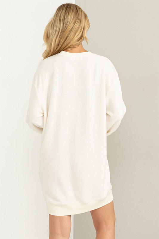 STELLA SWEATER MINI DRESS- CREAM