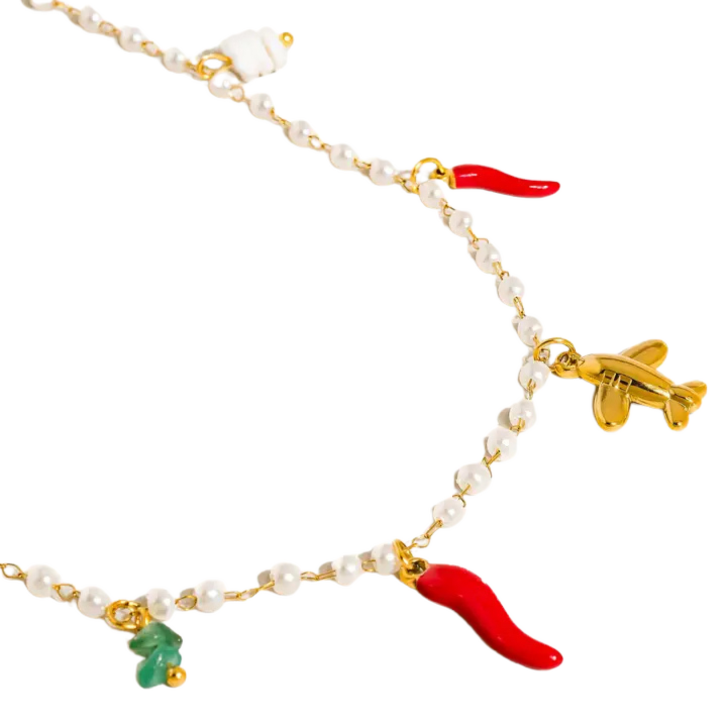 CHLOE PEPPER CHARM PEARL NECKLACE