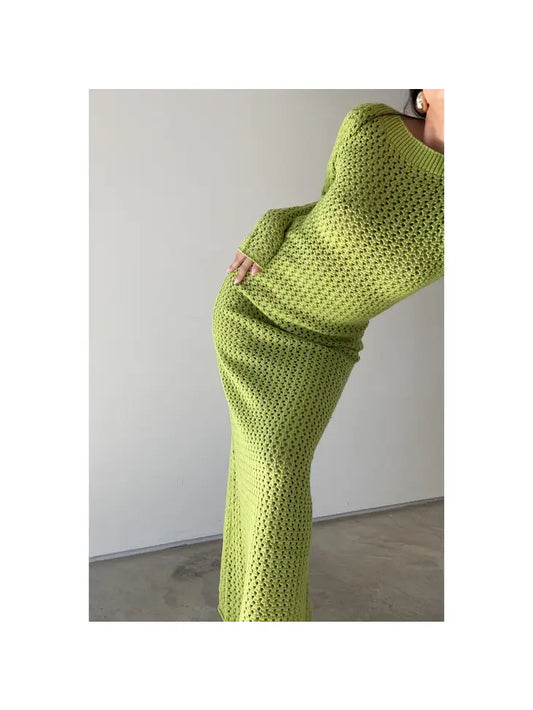 KARINA CROCHET DRESS- GREEN