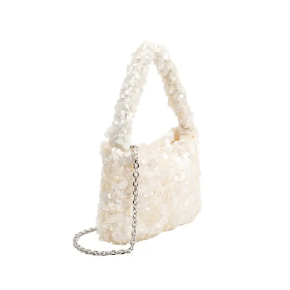 KARLA SEQUINED CROSSBODY BAG- IVORY