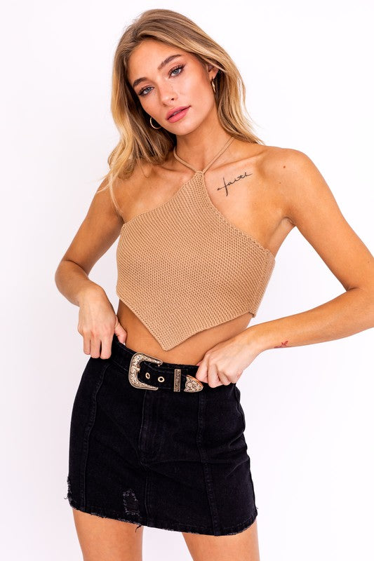 ALISHA CROCHET TOP- TAN