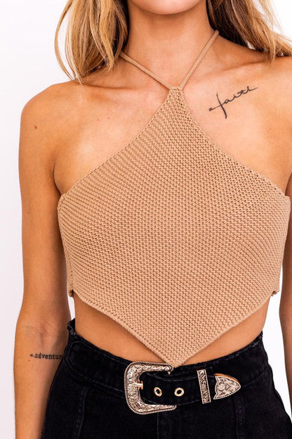 ALISHA CROCHET TOP- TAN