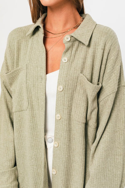 KENDRA KNIT SHACKET- GREEN