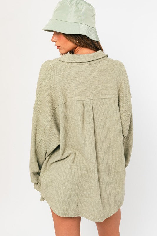 KENDRA KNIT SHACKET- GREEN